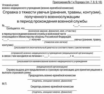 Формы справок военнослужащих