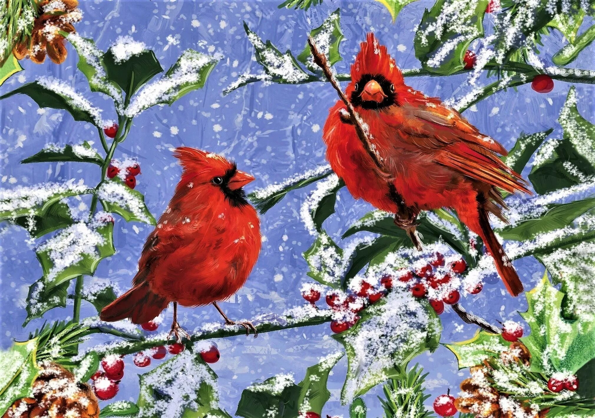 Красные зимние птицы. Кардинал птица. Красная Новогодняя птичка. Снегири зимой. Птицы на рябине.