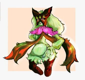 bipedal, female, genitals, green fur, leaked pokemon, meowscarada, pink eye...