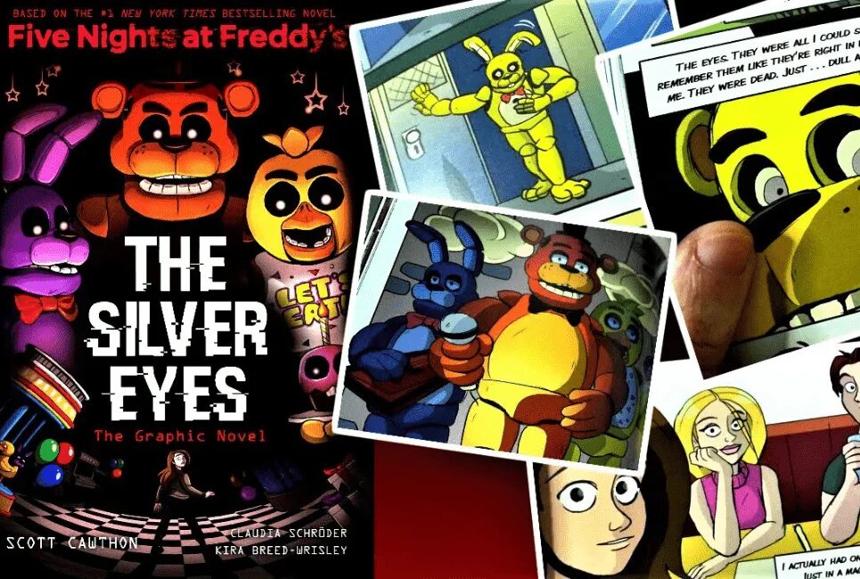 Серебряная книга фнаф. FNAF книга the Silver Eyes. Серебряные глаза Five Nights at Freddy's the graphic novel. ФНАФ серебряные глаза комикс. Серебряные глаза ФНАФ.