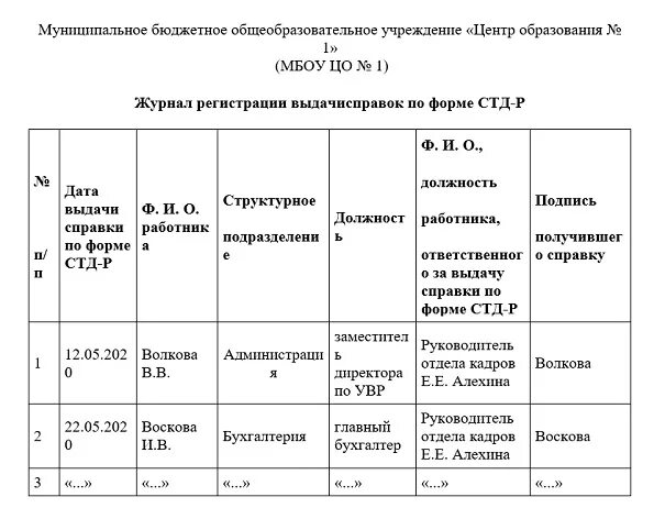 Форма стд р заполнение. Журнал регистрации справок. журнал регистрации выдачи справок по форме стд-р. журнал для учета справок выданных сотрудникам. журнал выдачи документов при увольнении.