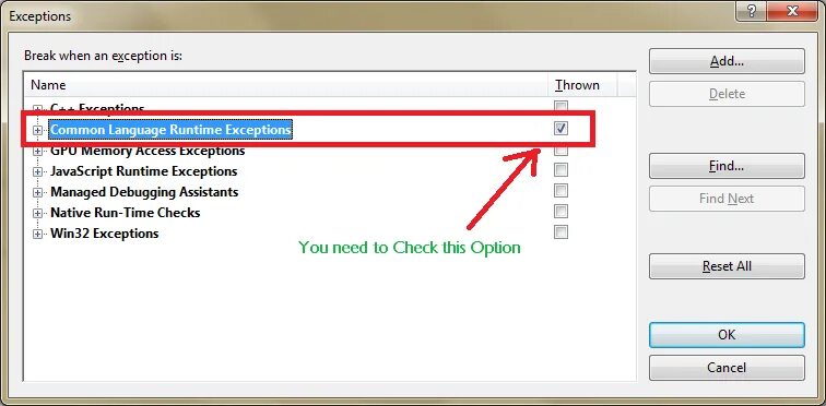 Exception when other. Exception when other
