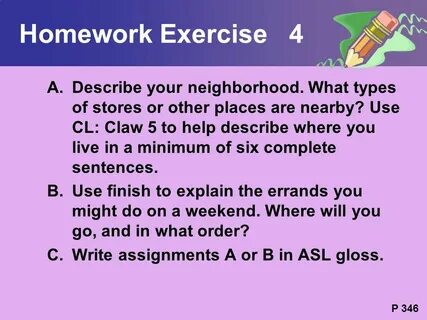 Homework exercises
