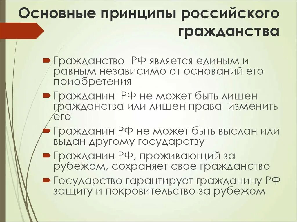 Гражданство россии кратко. Основные принципы российского гражданства. Принципы российского гражданства схема. Основополагающие принципы российского гражданства. Принципы гражданства РФ является единым и равным.