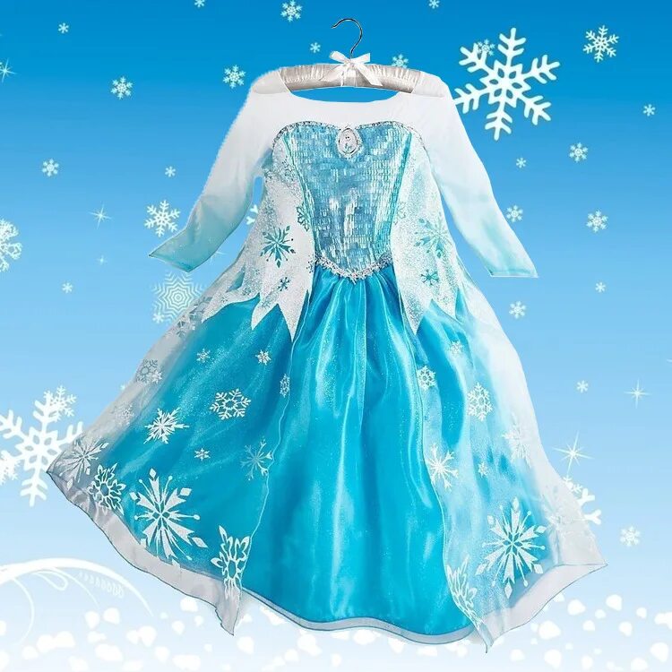Frozen 7. Платье Эльзы со снежинками. Маскарадные костюмы для девочек с Эльзой. Принцесса льда одежда.