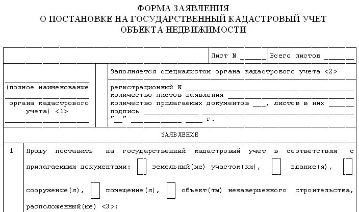 Заявление на регистрацию земельного участка.