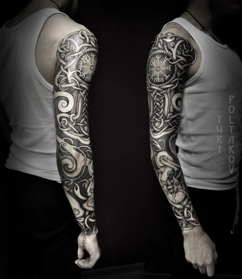 рукав в стиле славян. старославянский рукав. тату рукав в древнеславянском стиле. полурукав скандинавия. скандинавские тату рукав.