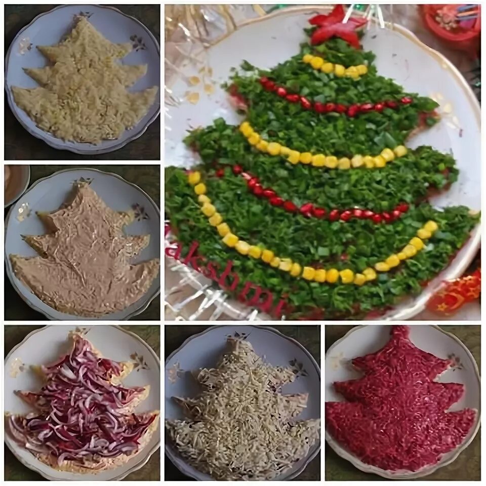 Как сделать елку на салате
