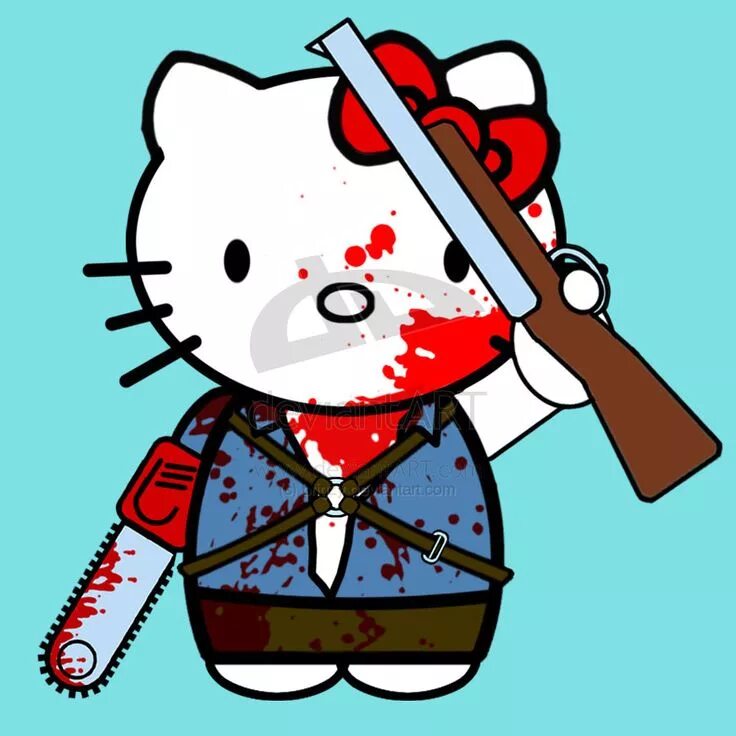 Злая hello kitty. Эвил хелло китти. хелло китти с автоматом. злая китти. хеллоу китти злая.