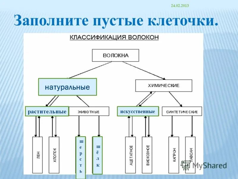 Тип волокна 50. Классификация волокон. химические волокна схема.
