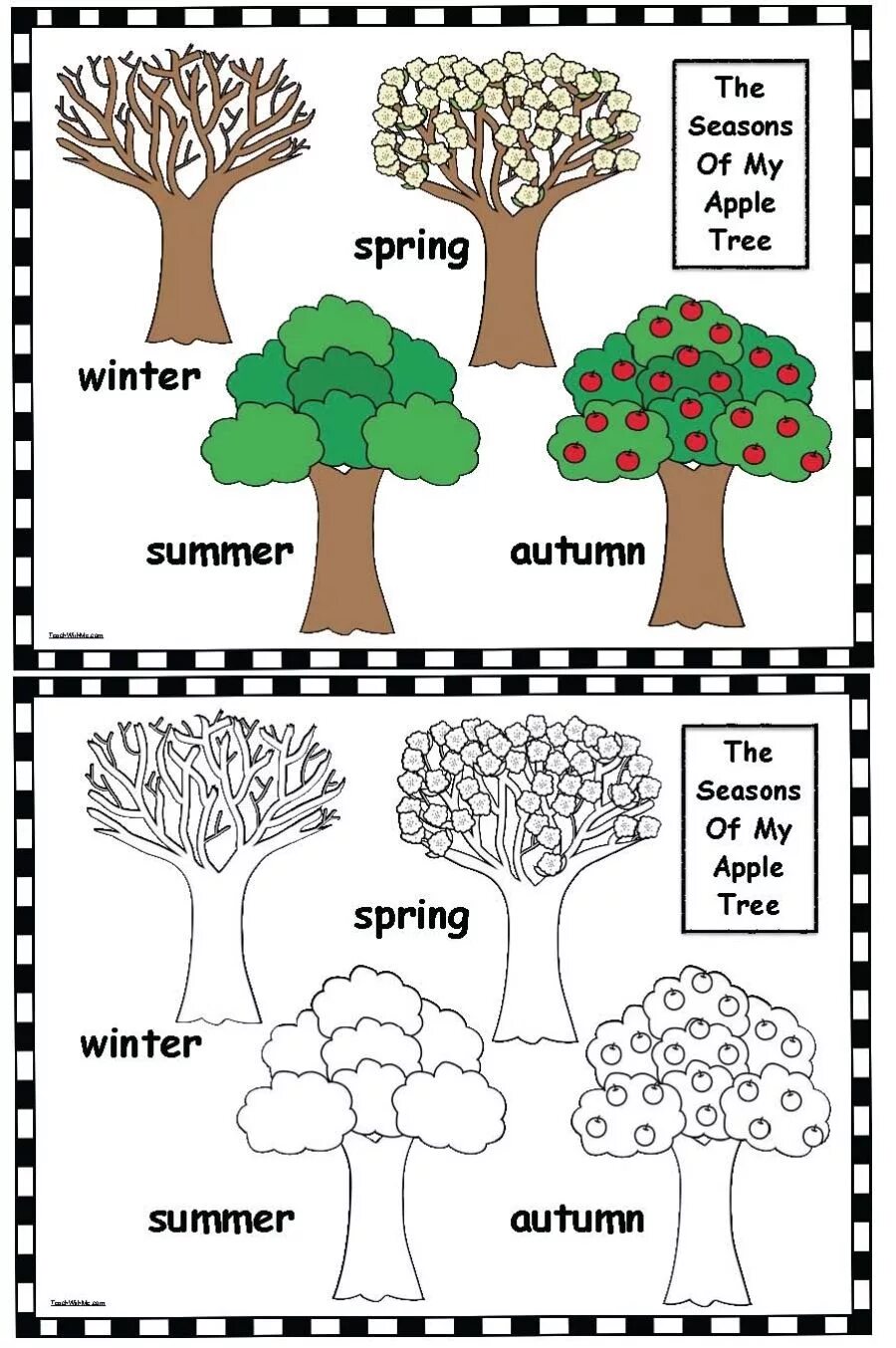 Worksheet trees. Времена года Worksheets. Дерево по английскому задание. Seasons Worksheets for Kids. Apple Tree Seasons.