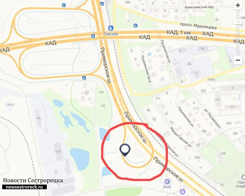 в сторону сестрорецка