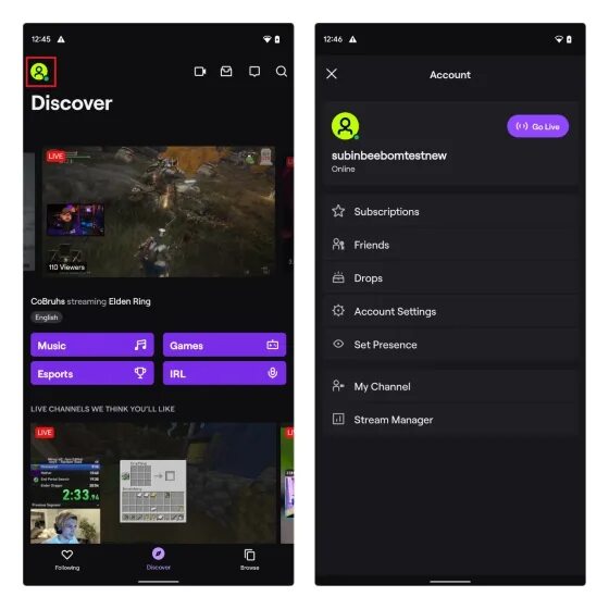 Twitch following list
