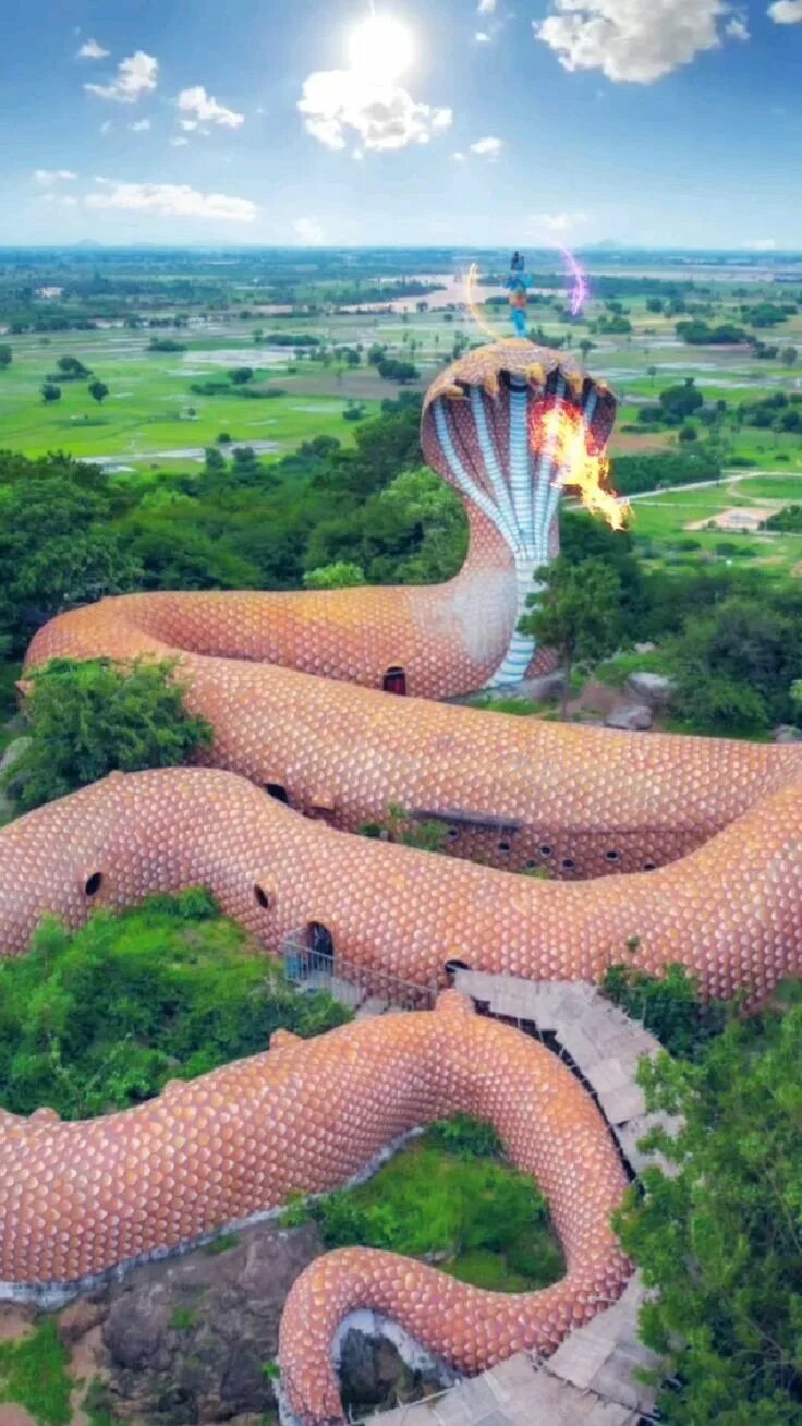 Giant Snake Sculpture at Hare Krishna Temple
