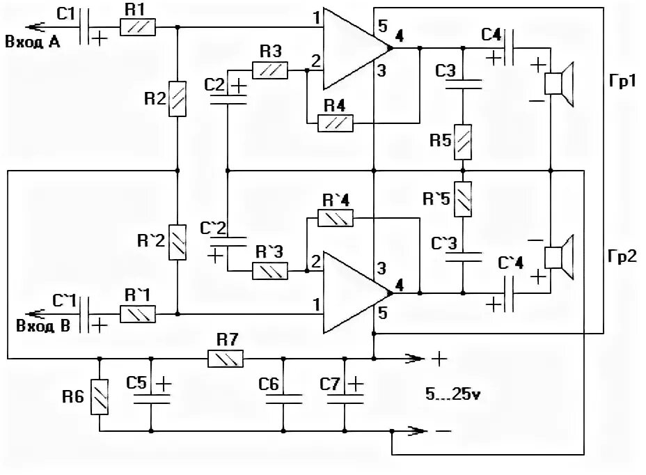 Схема усилителя 2.1 на tda2030 TDA2030 Audio Amplifier Circuit