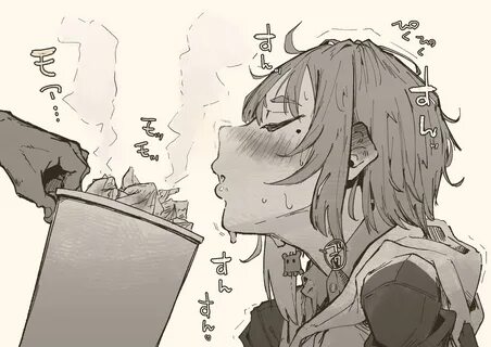 1girls, blush, president r18, smell, smelling, smelly, trash can.