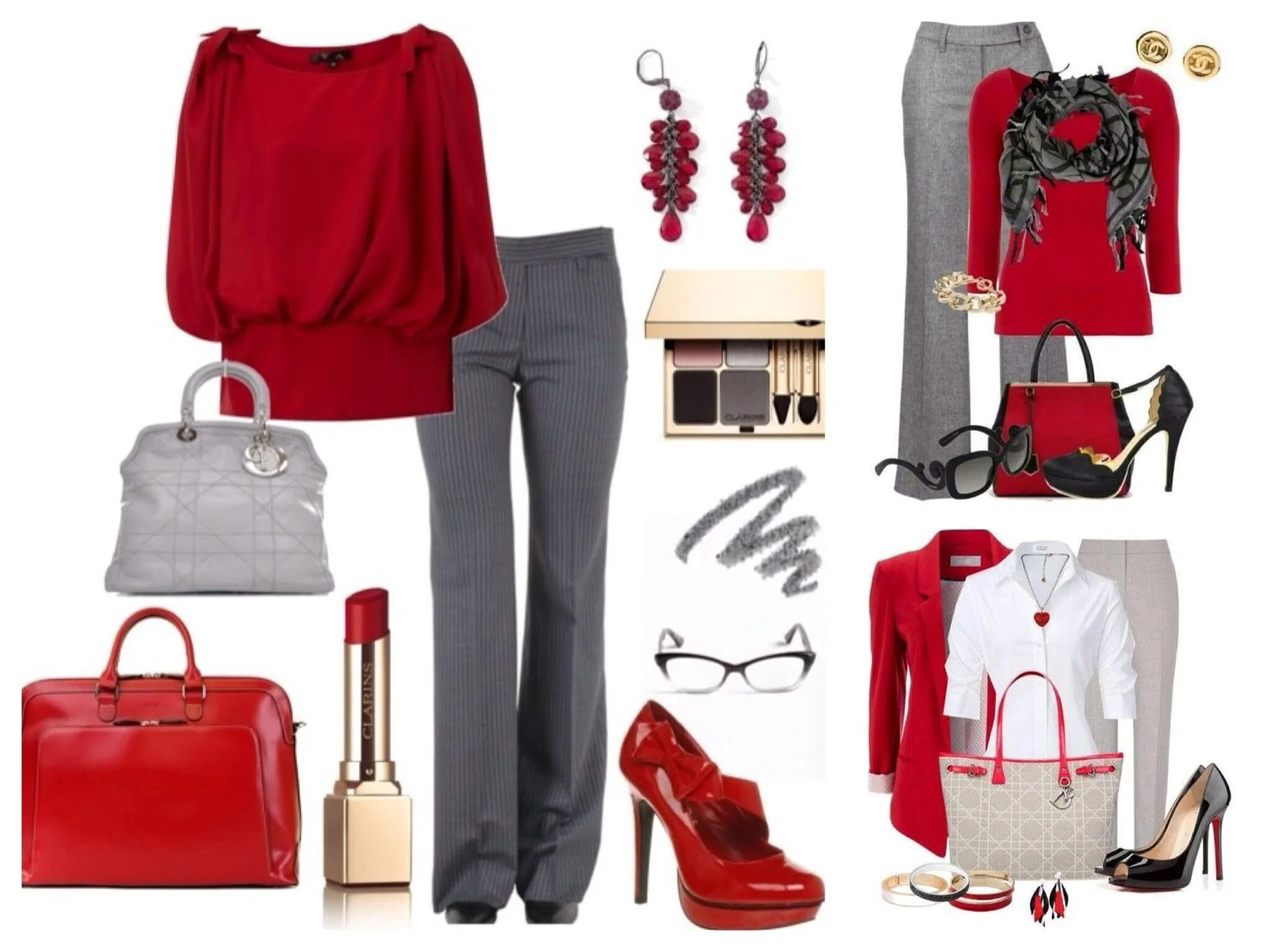 Красная блузка сочетается