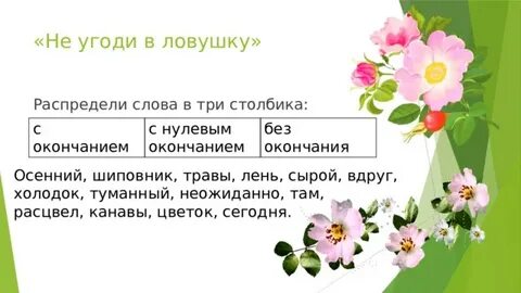 Окончание слова зацвела