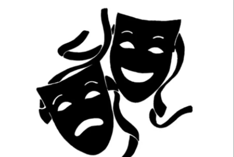 Маски символ театра. Театральные маски. Театральные маски силуэт. Театральные маски черно белые. Театральные маски комедия и трагедия.