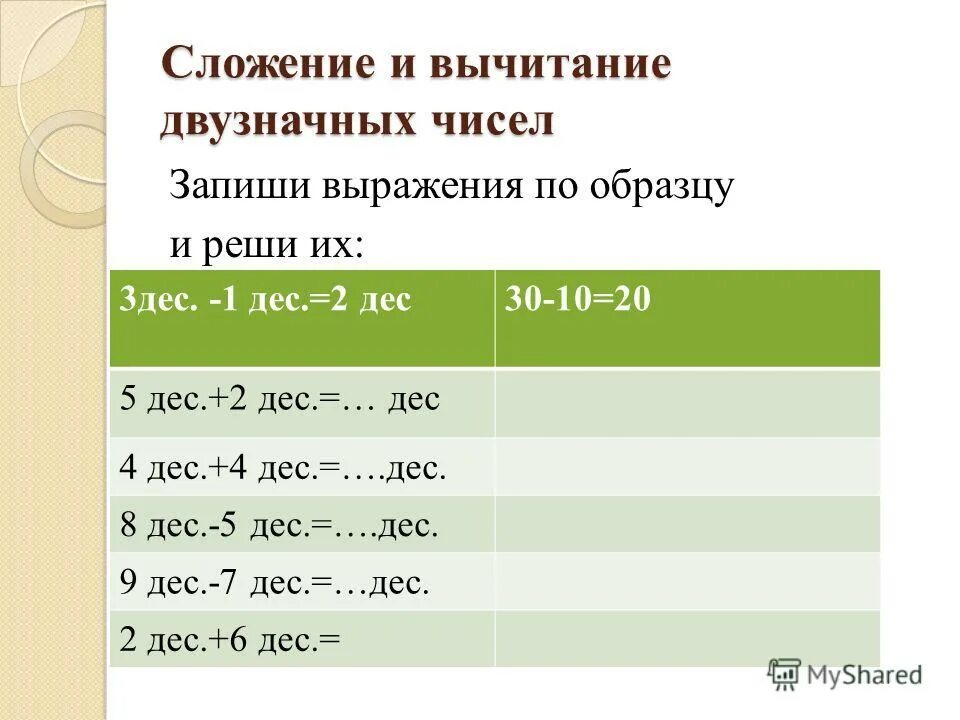 3 дес 4 дес 1 класс