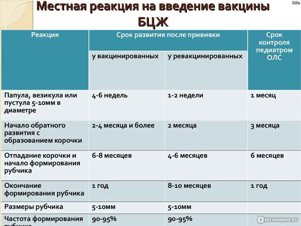 Манту таблица прививок