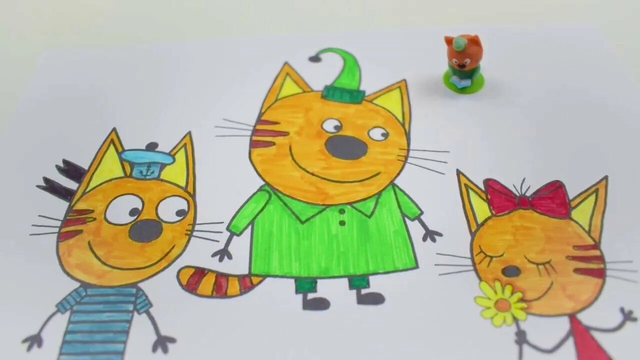 Как рисуется 3 кота. Три кота срисовать. фломастеры три кота. три кота рисовалка. три кота для срисовки.