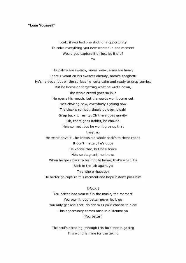 Эминем lose yourself текст. Текст песни lose yourself. Lose yourself текст. Текст песни lose yourself. Lose yourself текст.