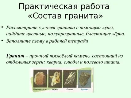 Состав гранита окружающий мир схема