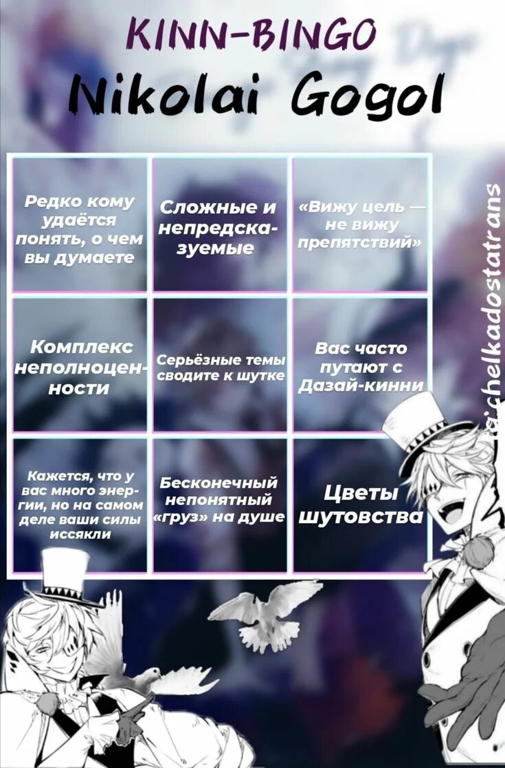 Тест на кинн бсд quiz. Гоголь кинни бинго бсд. бинго кинни бродячие псы. сигма кинни бинго бсд. дазай кинни бинго.