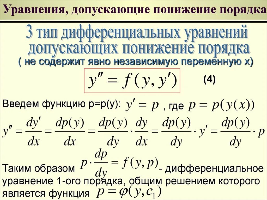 Дифференциальные программа. Метод понижения порядка дифференциального уравнения. уравнения допускающие понижение порядка. дифференциальные уравнения допускающие понижение порядка. уравнение высших порядков допускающие понижение порядка примеры.