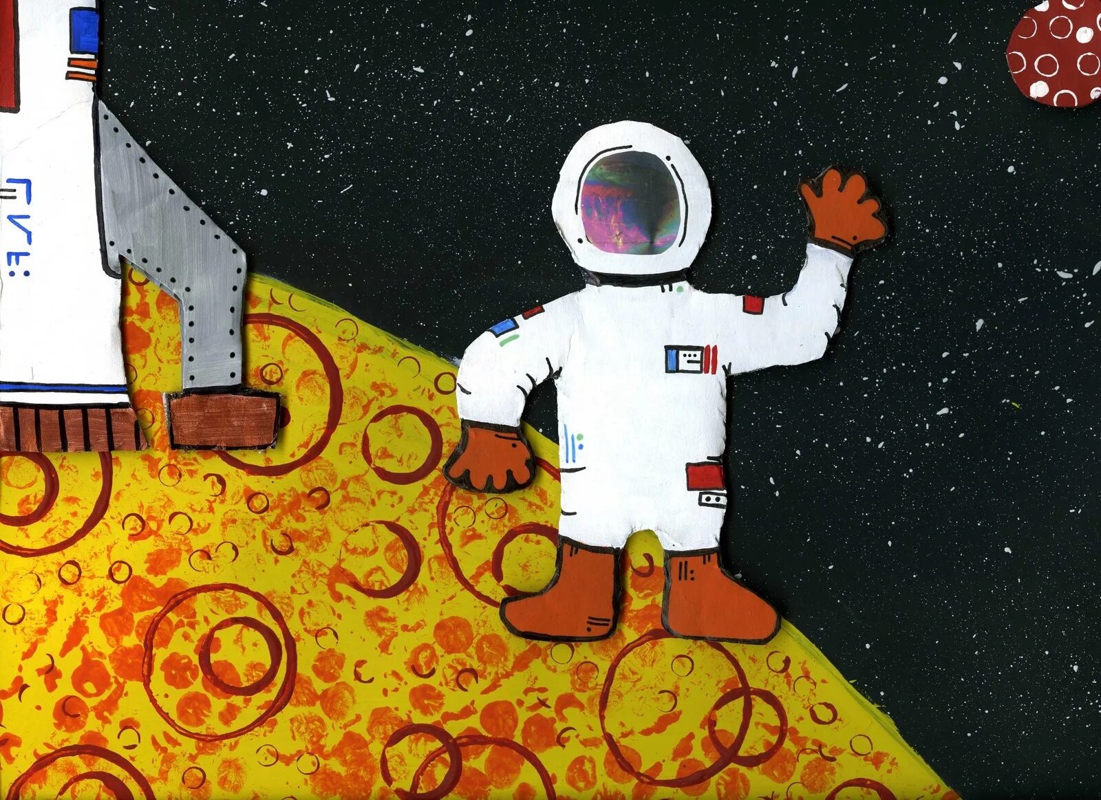 Рисунок на тему космонавт. Рисунок ко Дню космонавтики. Рисование на тему космонавты. Рисунок в садик на тему космос.