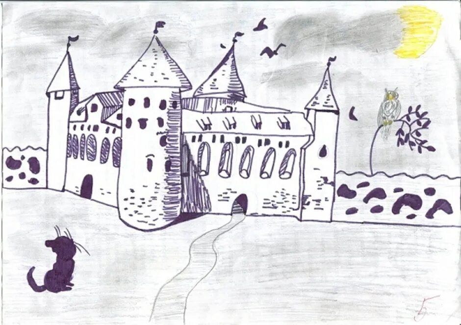 Замок Мусоргского 4 класс рисунок.
