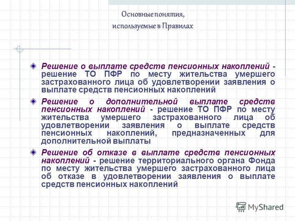 Выплата средств пенсионных накоплений умершего