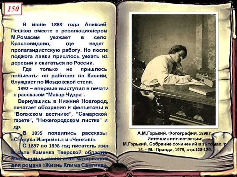 Горький получал каждый день. Горький 1888.