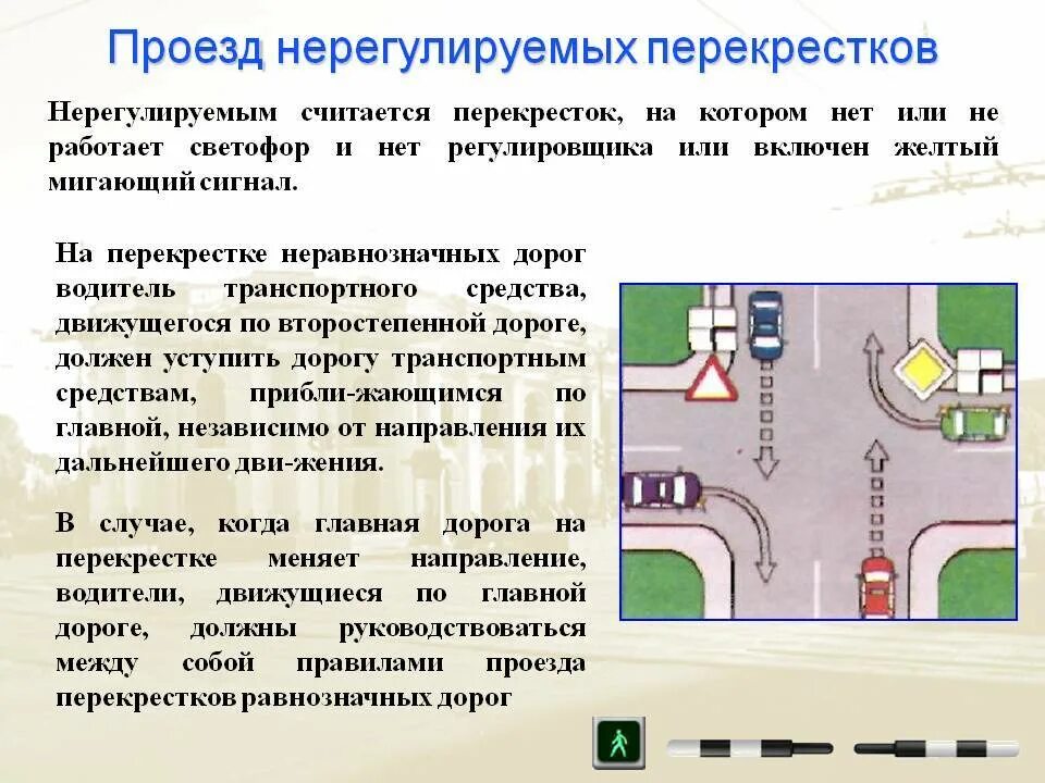 Перекресток с пояснением. Проезд неравнозначных нерегулируемых перекрестков. Регулируемый равнозначный перекресток правила проезда. Регулируемый перекресток поворот налево. Регулируемый перекресток неравнозначных дорог.