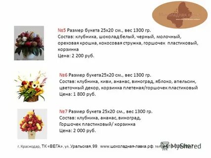 Размеры букетов