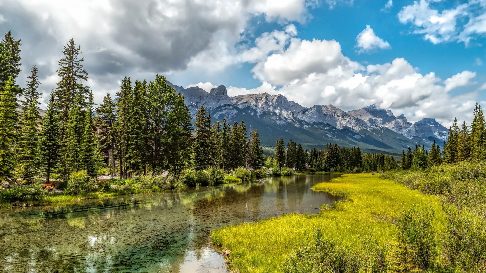 Фотогалерея. Канада Canmore, Alberta. Природа. Красивый пейзаж. Пейзаж горы лес.