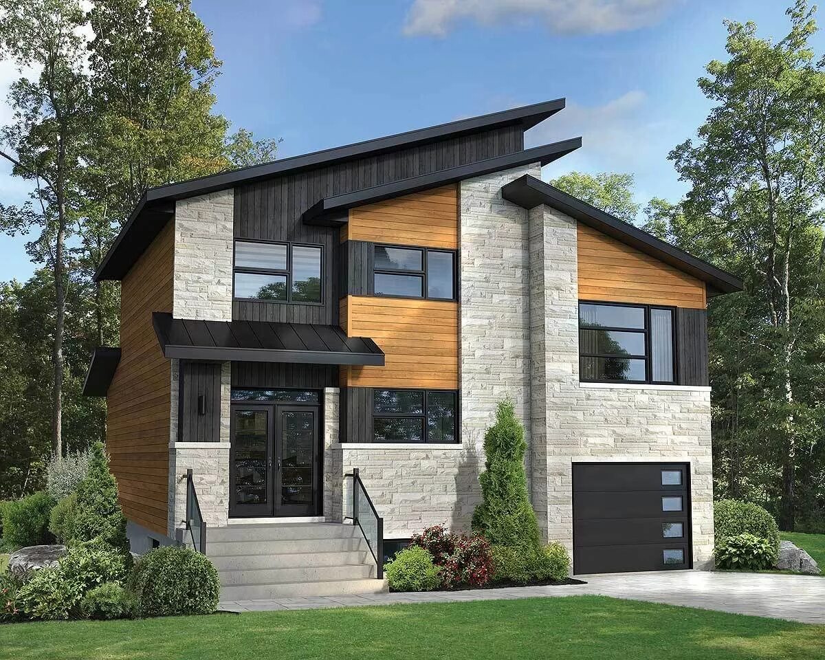 Plan 80774PM: Contemporary Vacation Getaway Desain rumah kontemporer, Rumah kont