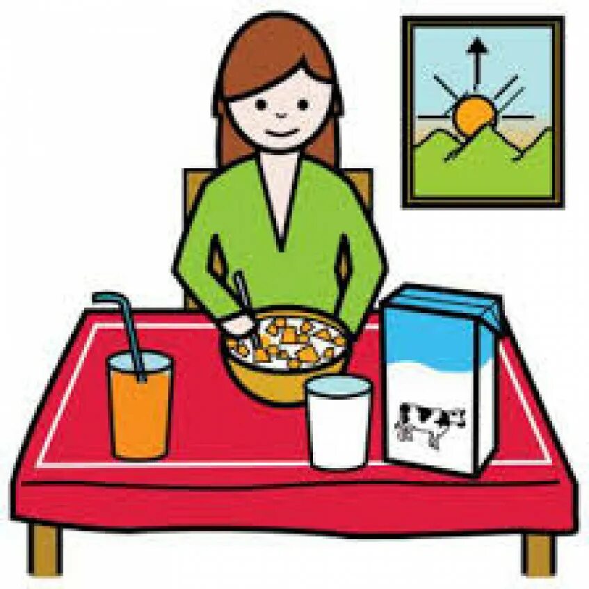 She breakfast at 7 o clock. Завтрак Пекс. Завтрак картинки для детей. Завтрак рисунок для детей. Обедать рисунок.