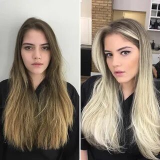 окрашивание волос до и после