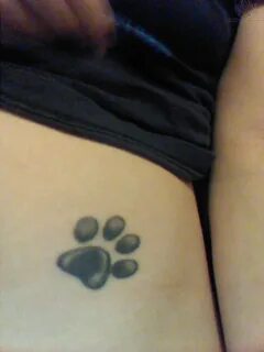 Dog Paw Tattoo On Tummy.