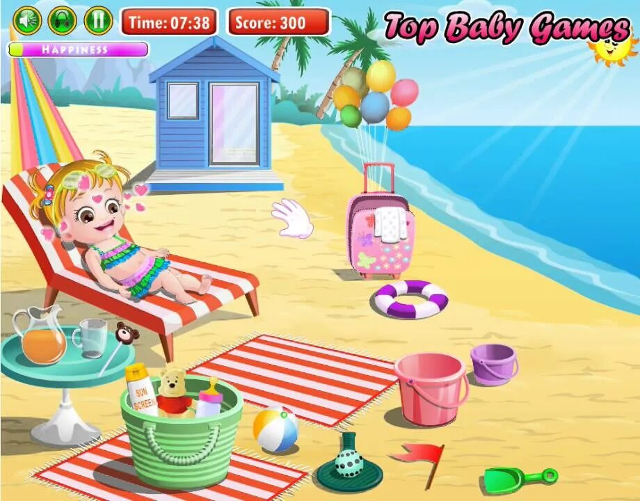 Игру девочка собирает. Игра Хейзел Baby Hazel. Игры для девочек пляж. Игры на пляже для детей. Игры для девочек 8 лет.