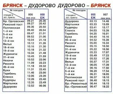 Электричка брянск жуковка расписание все остановки