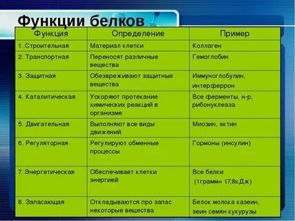 Функции белка ферментативная двигательная