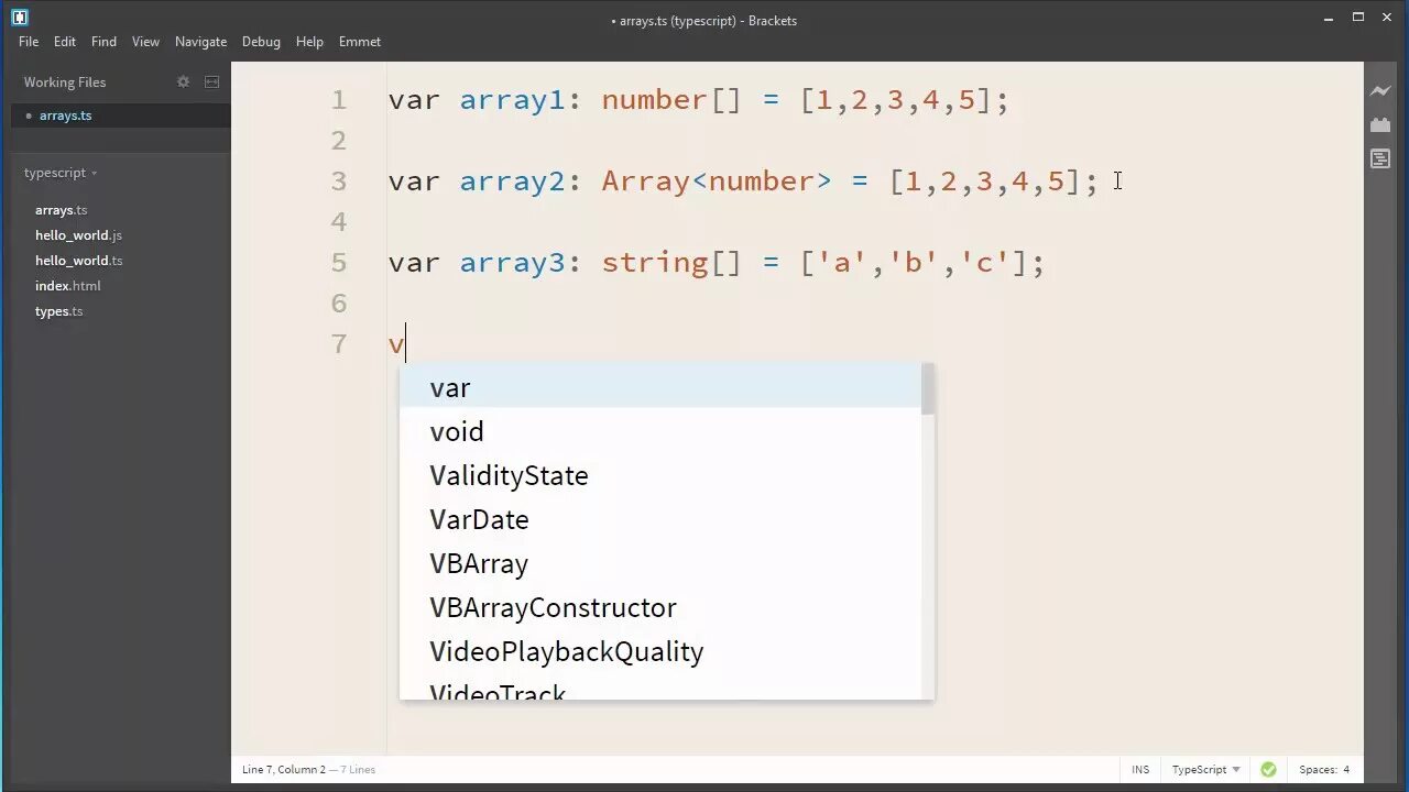 Переменная типа array. Array of array typescript. курс по typescript. тайпскрипт. typescript code.