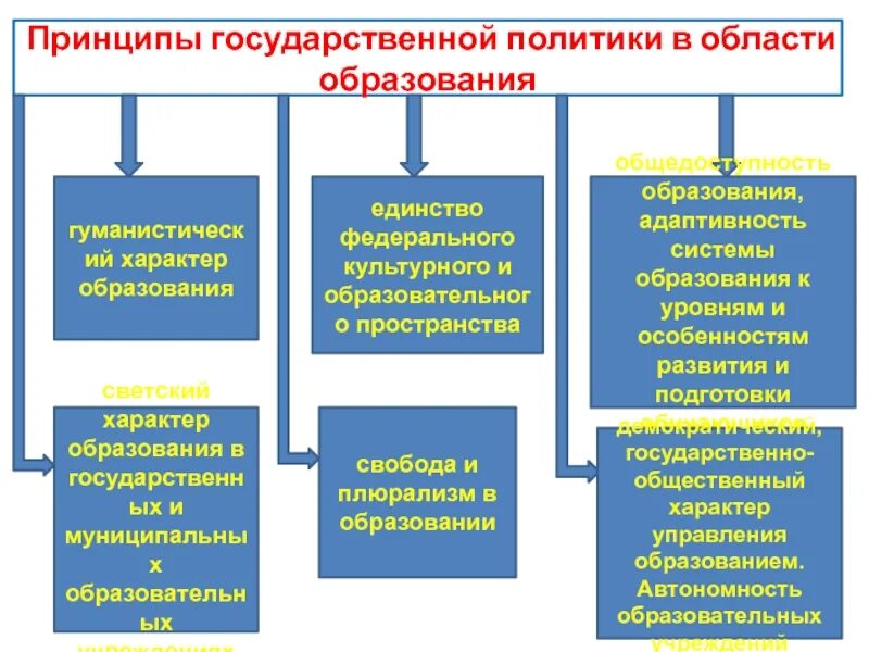 Принцип российской политики. Принципы политики государства в области образования. Принципы реализации государственной политики в сфере образования РФ. Принципы образования в РФ. Принципы гос политики в сфере образования РФ.