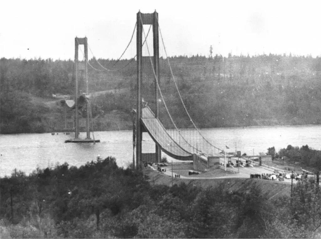 Мост в сша разрушение. Такомский мост 1940. Мост Такома-Нэрроуз. Tacoma narrows Bridge 1940. Такомский мост в США.