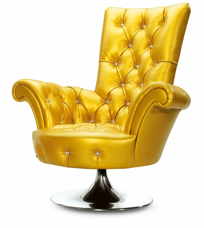 Кресло Помпадур. Золотое кресло. Золотистое кресло. Желтое кожаное кресло.