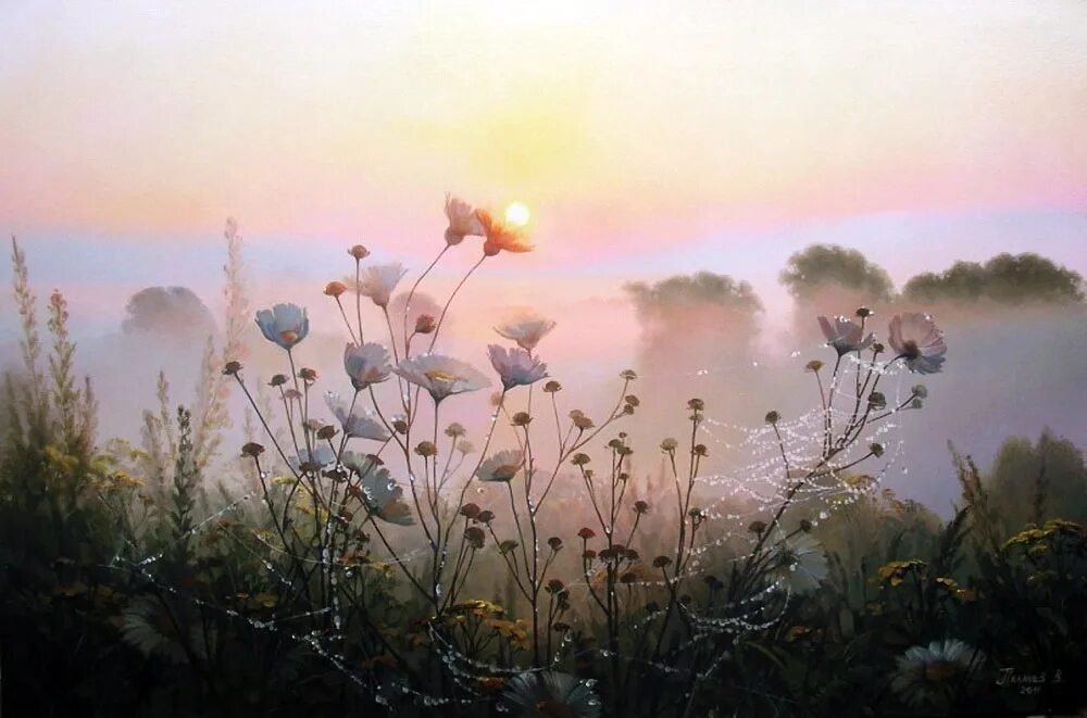 Край неба алеет светлеет воздух. Прекрасные пейзажи Вячеслава Палачева.