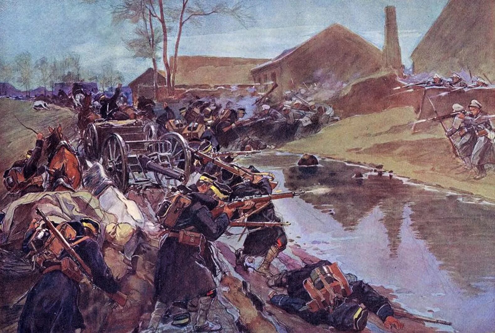 Сражение под ляояном. Ляоянское сражение 1904. сражение у ляояна. самокиш николай семенович акварель. битва у ляояна 1904.